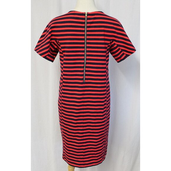 J CREW STRIPED T-SHIRT DRESS NAVY FIERY SUNSET SIZE SMALL NWT C6514 - Picture 4 of 4